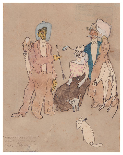 Figures with dogs
, drawing by Jules PASCIN